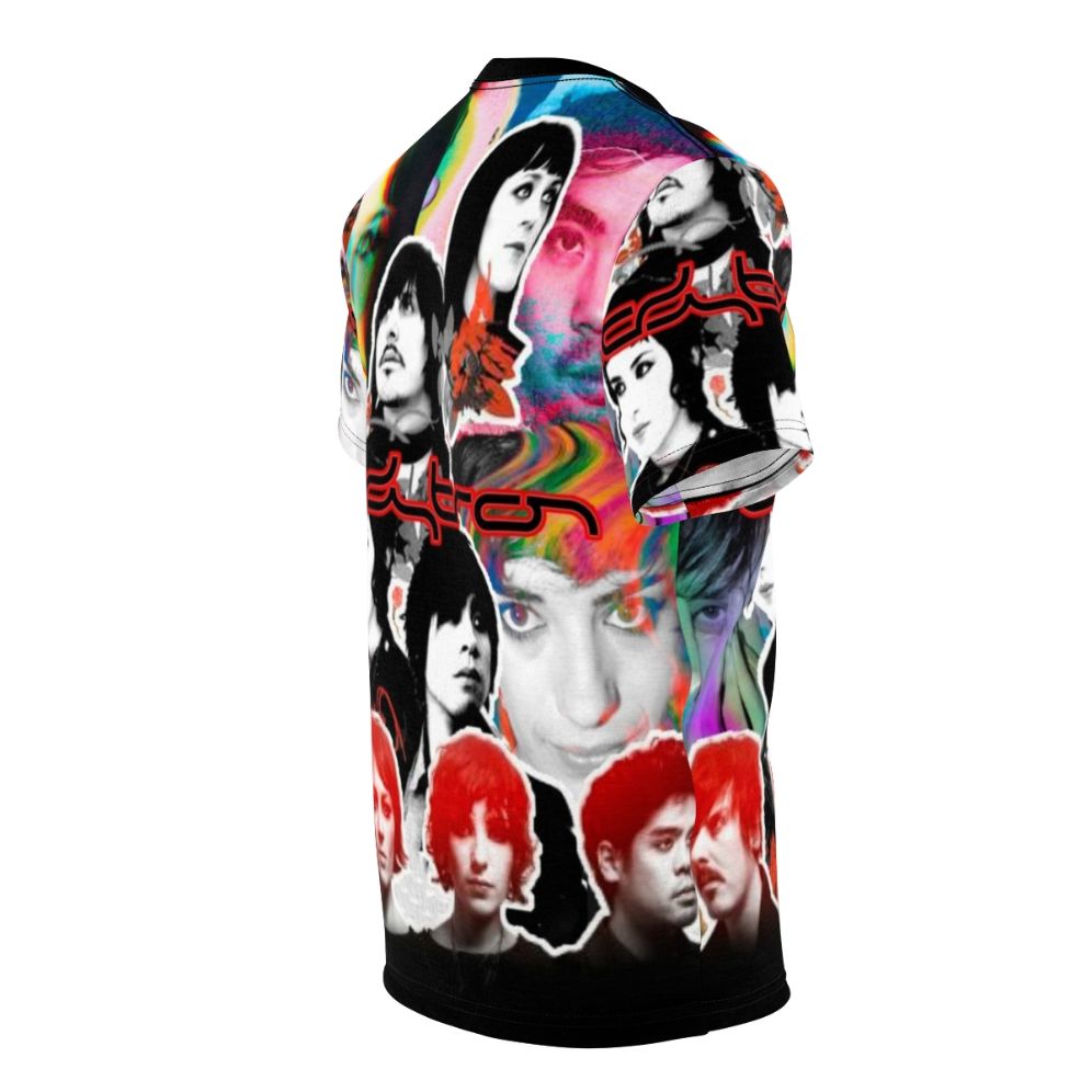 Collage-inspired graphic t-shirt featuring the synthpop and electropop band Ladytron - men right