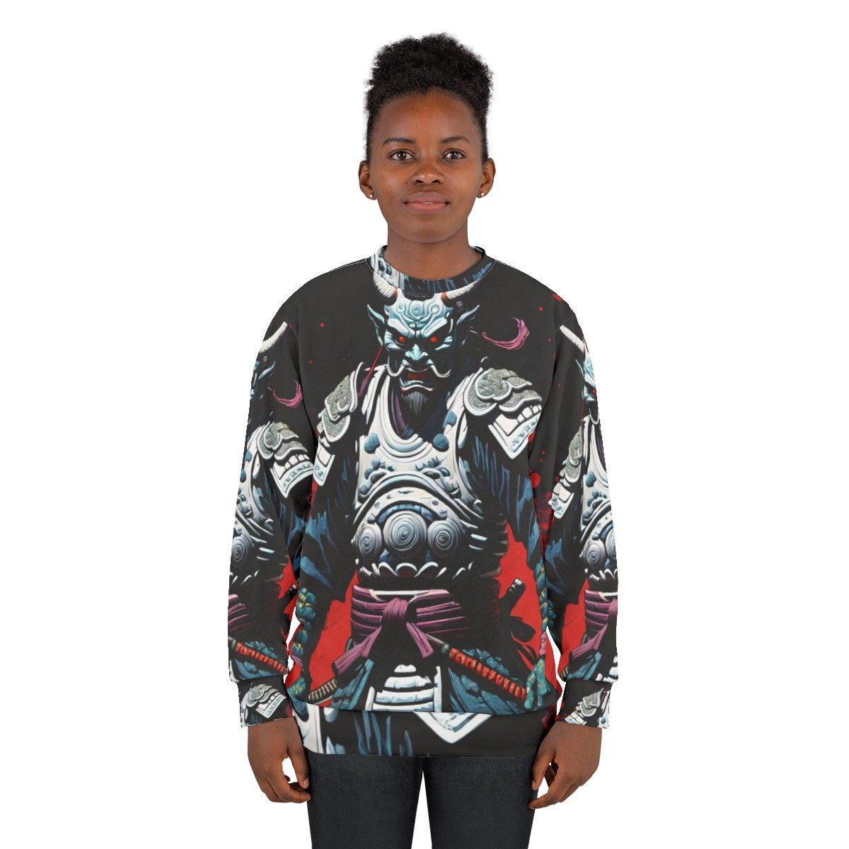 Samurai demon oni anime inspired Japanese warrior sweatshirt - women