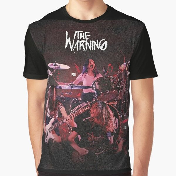 Rock graphic t-shirt with The Warning band logo