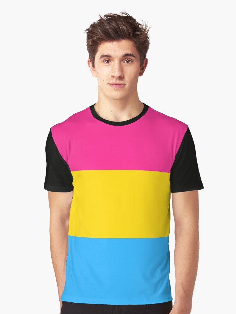 Vibrant pansexual pride flag design on a graphic t-shirt - Men