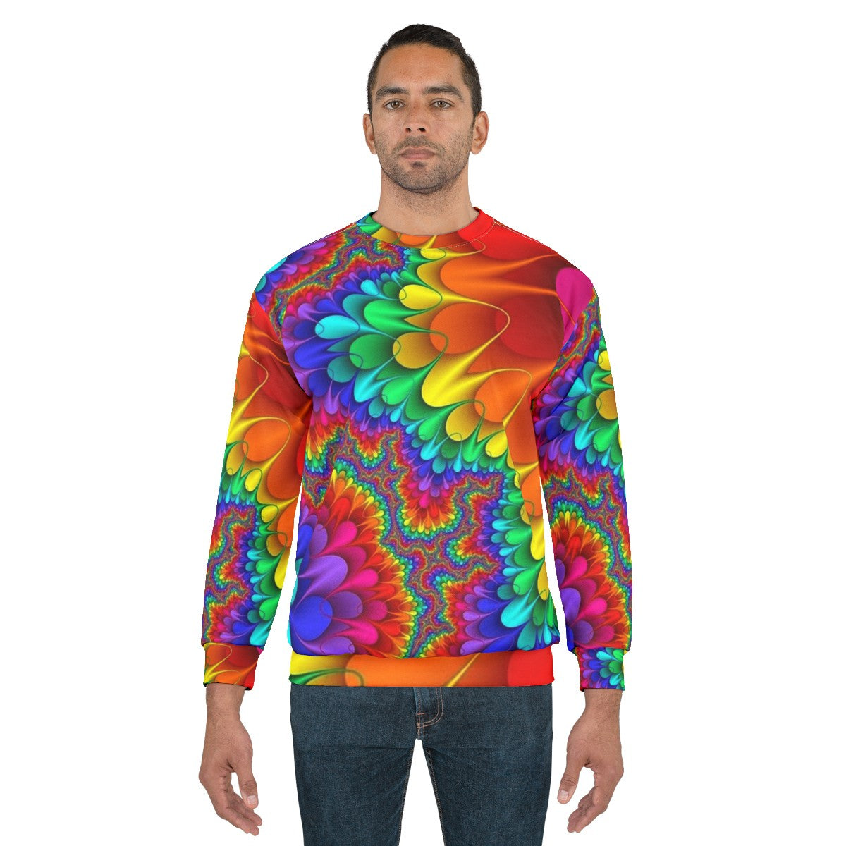 Psychedelic tie-dye rainbow sweatshirt - men