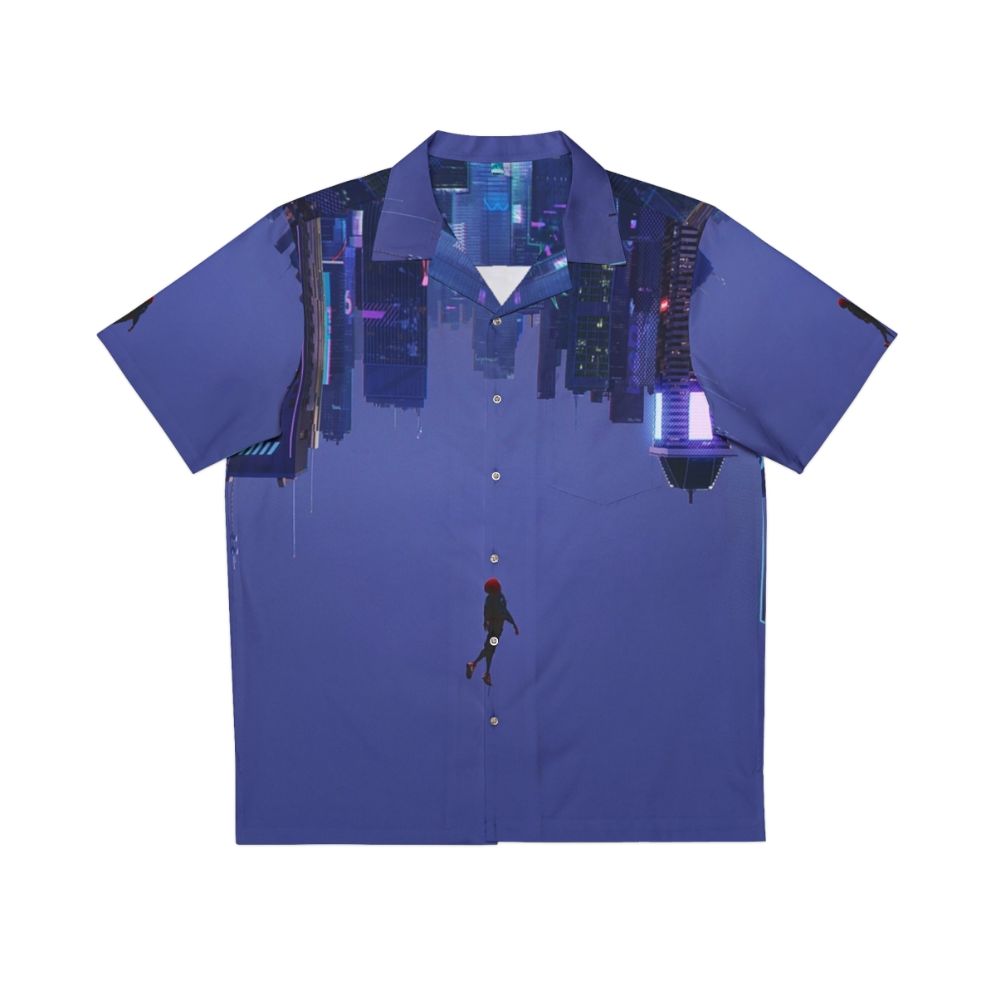 "Miles Morales Spider-Man Hawaiian Shirt with Inspirational City Skyline Design"