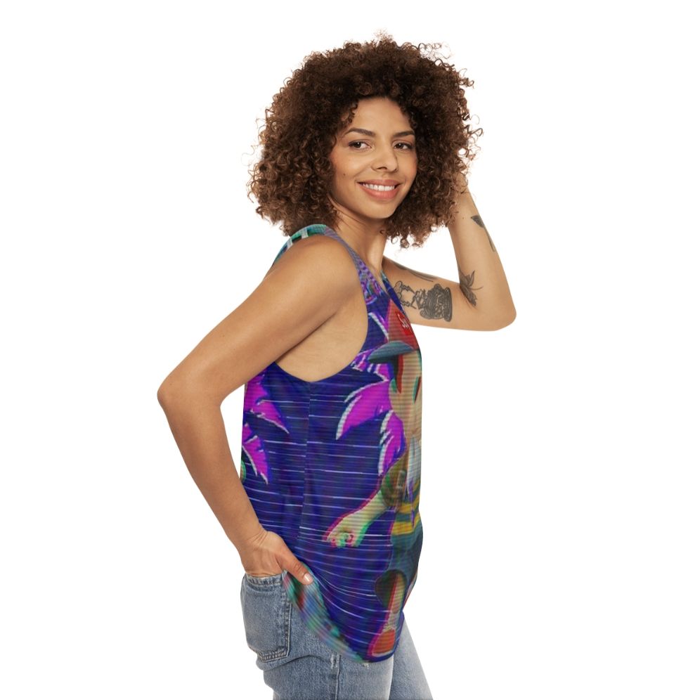 Unisex gaming tank top with retro Earthbound Ness design - women side