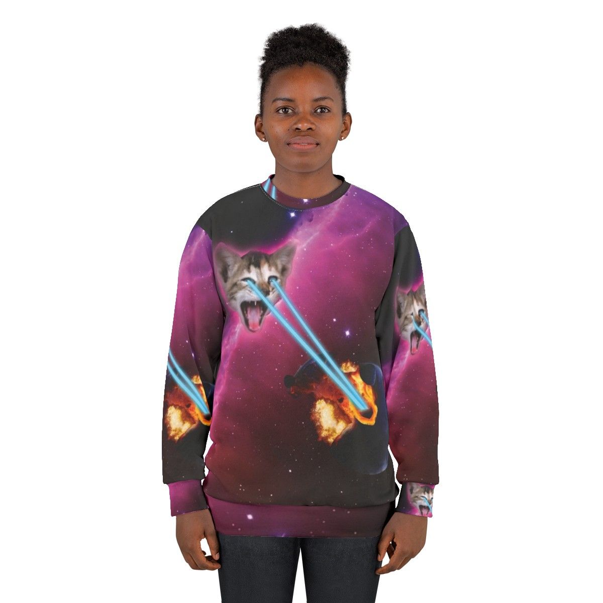 Laser Cat Destroyer of Planets Sweatshirt - women