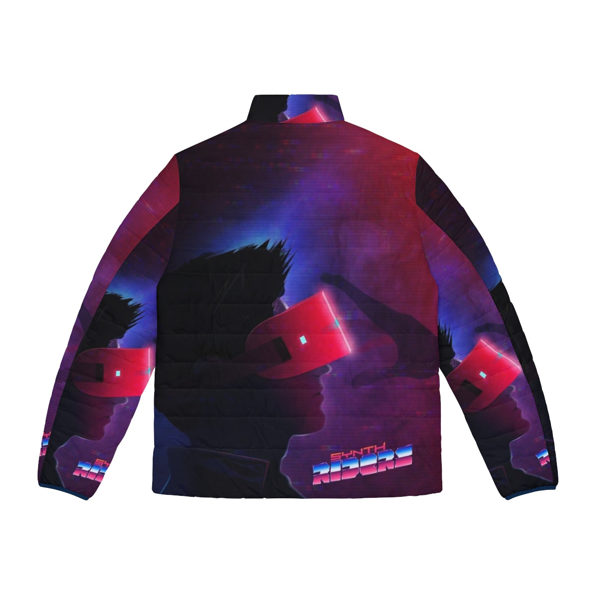 Synth Riders VR puffer jacket featuring a vibrant, futuristic design - Back