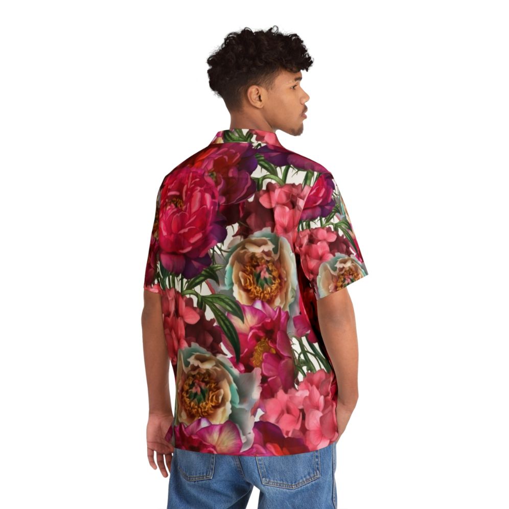 vibrant flower garden hawaiian shirt tropical floral design - People Back