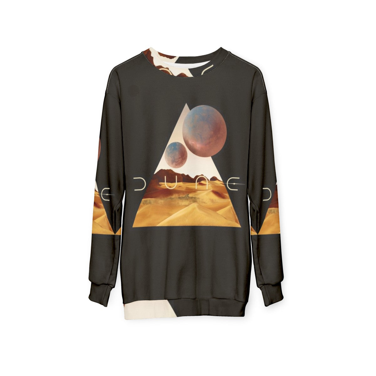 Dune Arrakis Surfer Sweatshirt with Sandworm and Desert Landscape - hanging