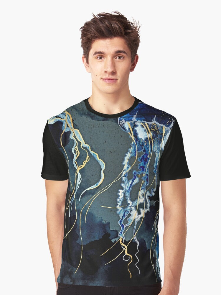 Metallic ocean abstract art graphic design on a t-shirt - Men