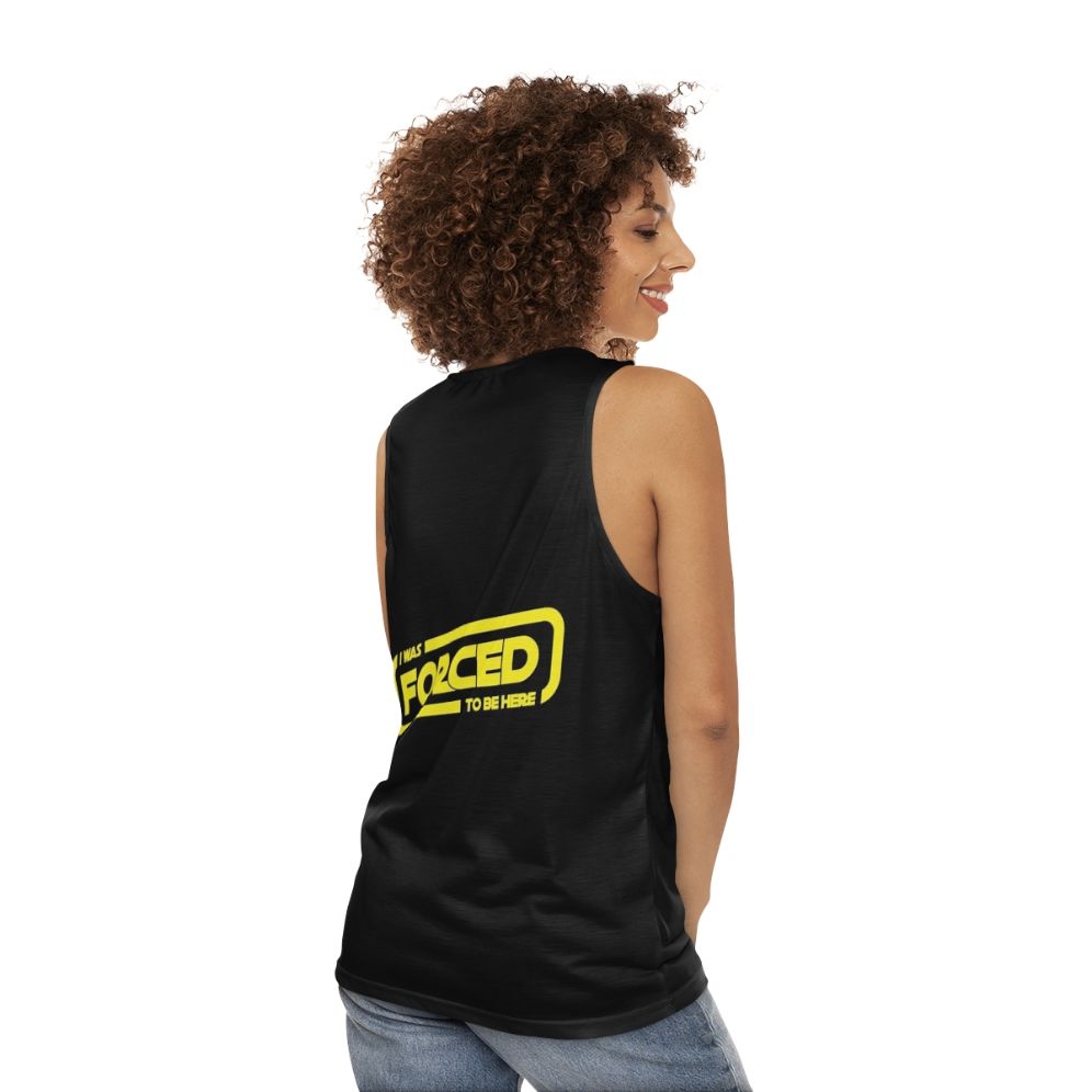 Star Wars Darth Vader Forced to Be Here Unisex Tank Top - women back