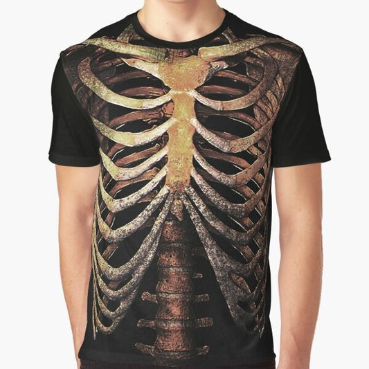 Rib Cage Graphic T-Shirt featuring a trendy skeleton design from Sardinia, Italy.