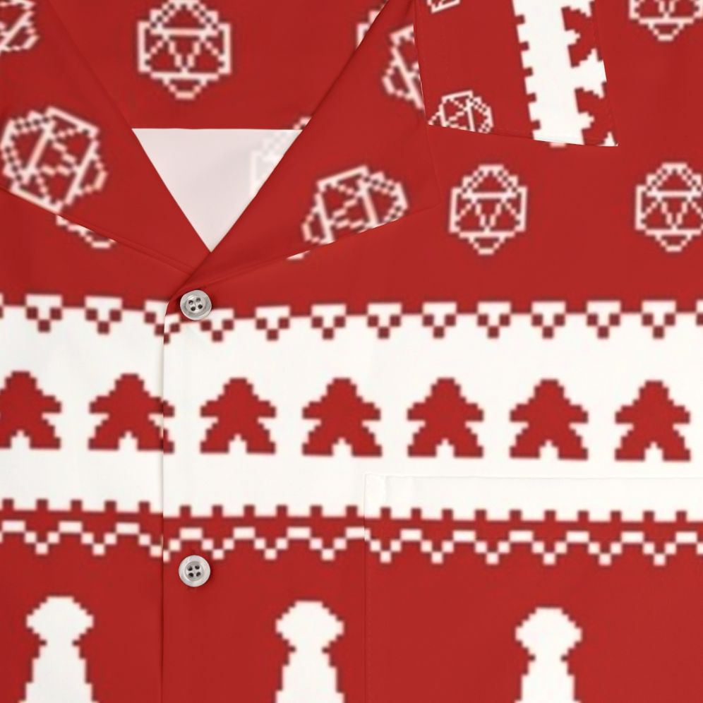 Christmas Board Game Sweater Hawaiian Shirt - Perfect for Family Fun - Detail