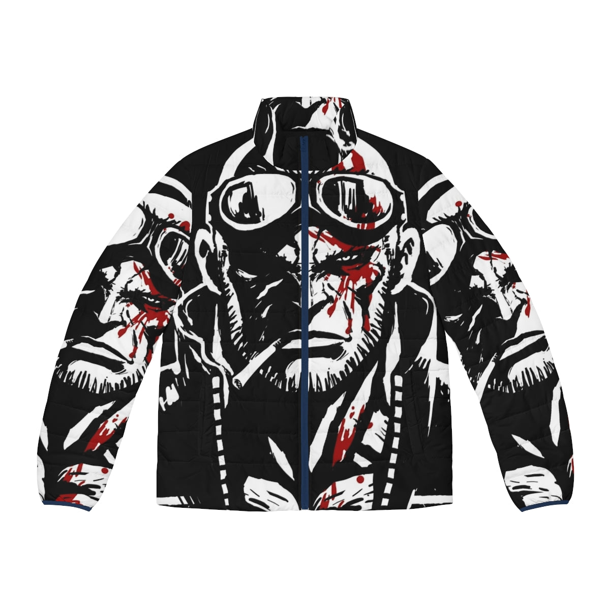 Madworld Jack Puffer Jacket featuring a striking Sin City-inspired graphic design