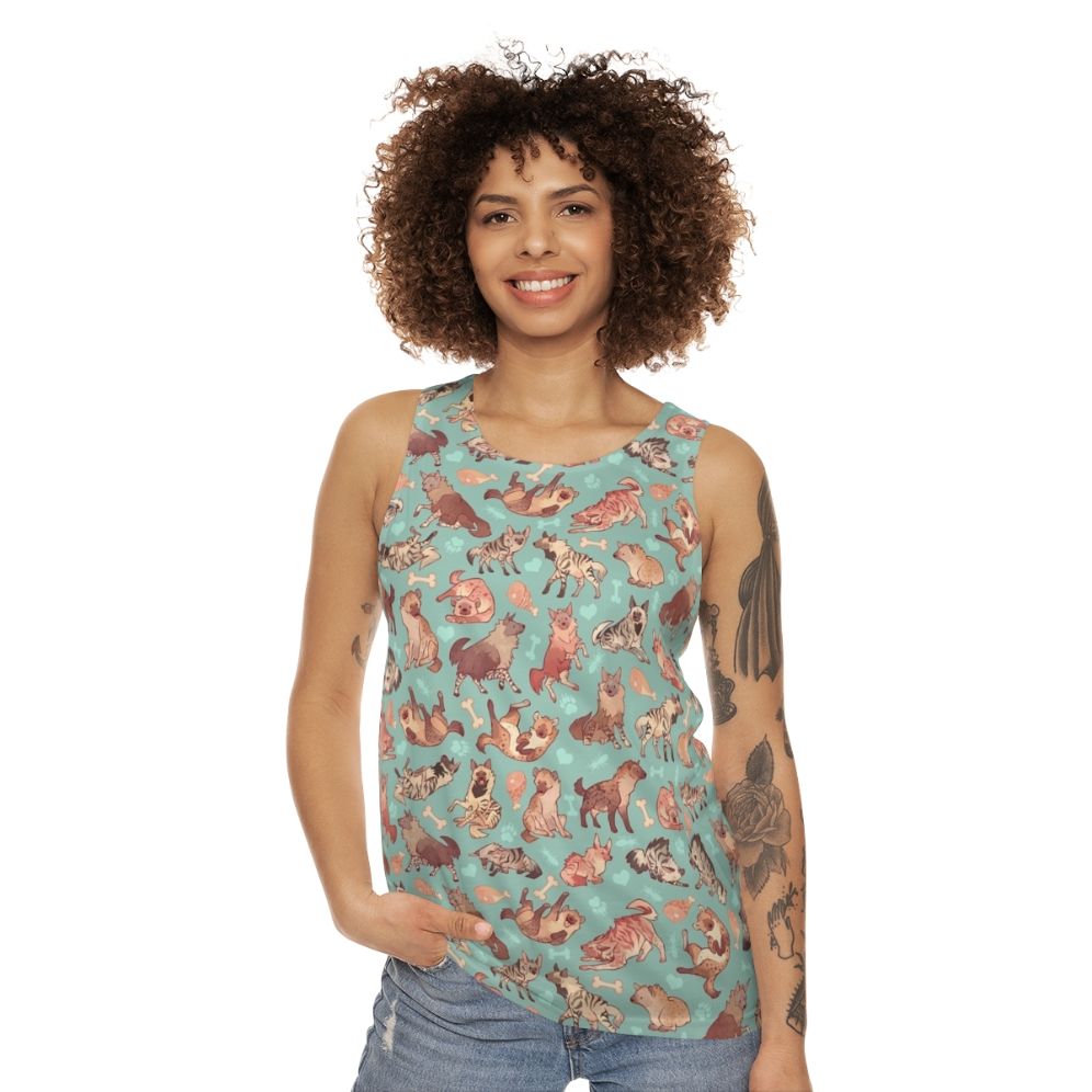 Unisex tank top with hyena print design - women