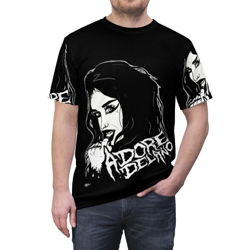 Adore Delano Inspired All-Over-Print T-shirt Featuring Punk Rock Inspired Graphics - men front