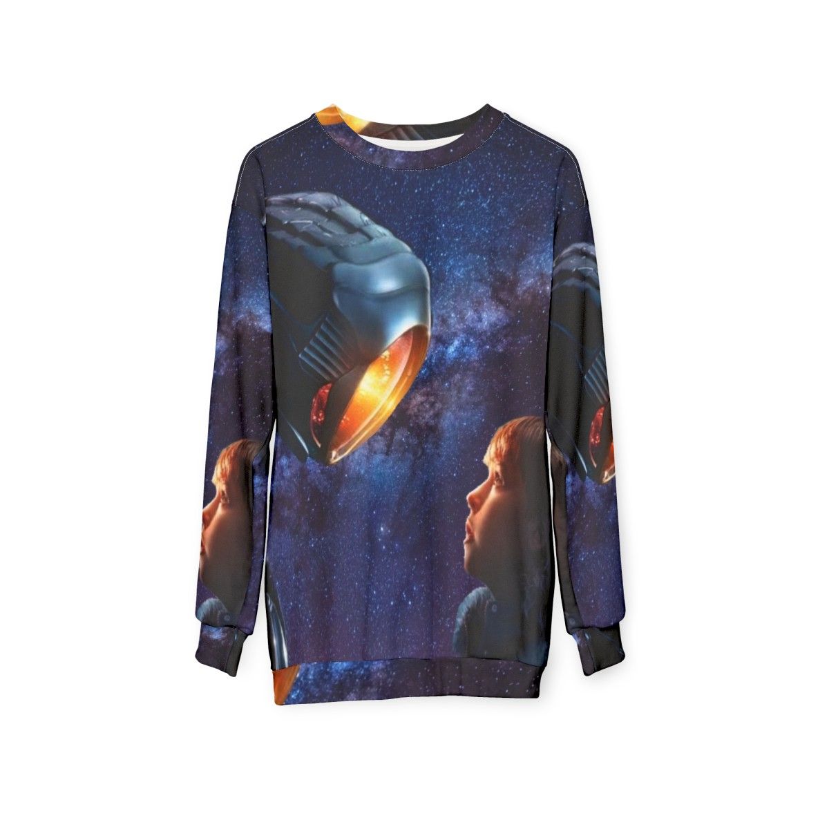 Lost in Space Sci-Fi Sweatshirt with Retro Futuristic Design - hanging