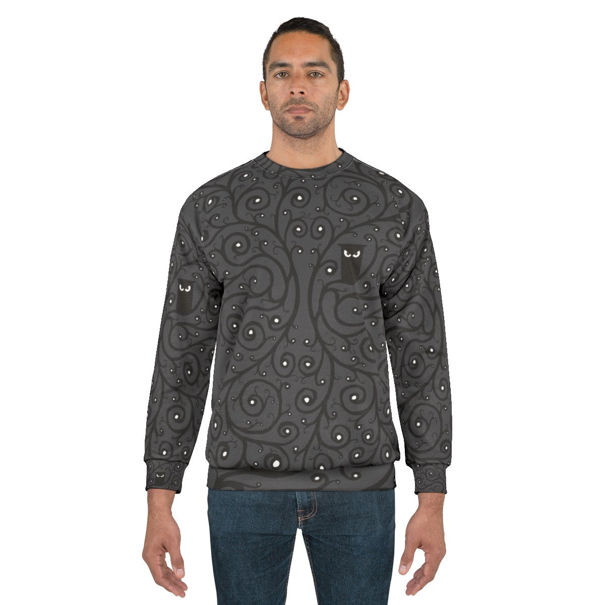 Owl Sweatshirt with Detailed Feather Pattern - men