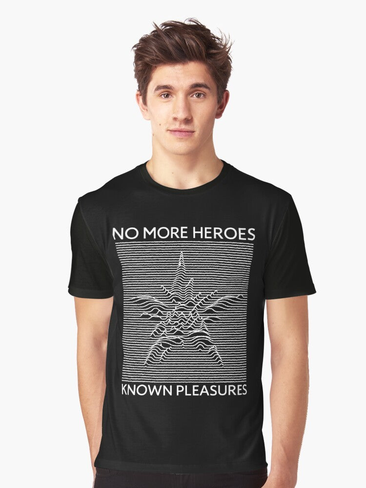 No More Heroes graphic t-shirt featuring the "Known Pleasures" design in black and white - Men