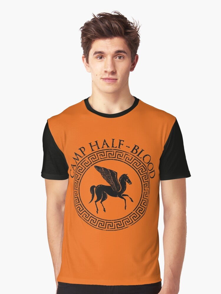 Camp Half-Blood graphic t-shirt featuring a design inspired by the Percy Jackson book series and Greek mythology - Men