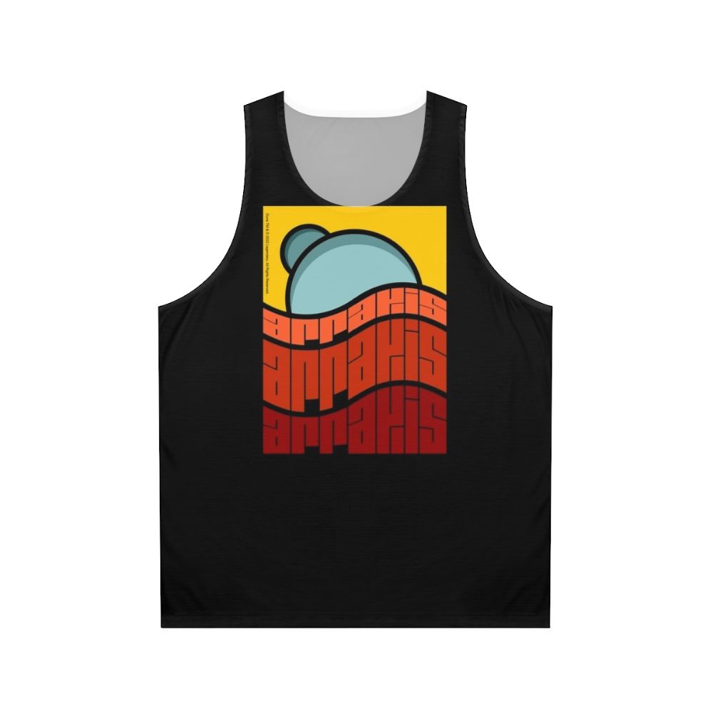 Dune movie inspired unisex tank top with Arrakis poster design