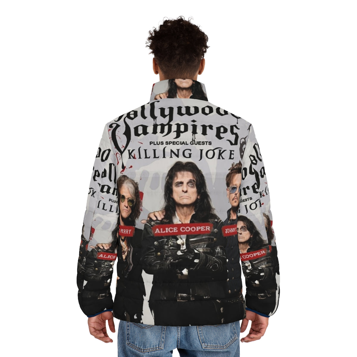 Hollywood Vampires Puffer Jacket featuring the iconic rock band's logo - men back