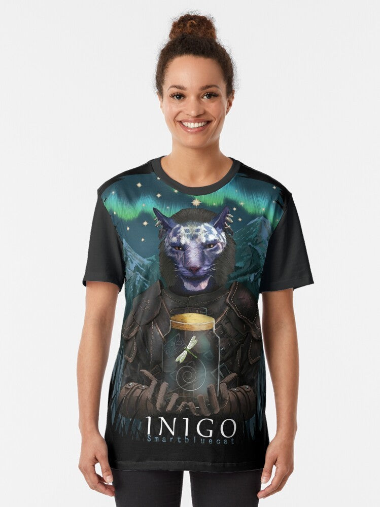 Inigo and Mr Dragonfly, a Skyrim-inspired graphic t-shirt featuring the popular mod characters - Women