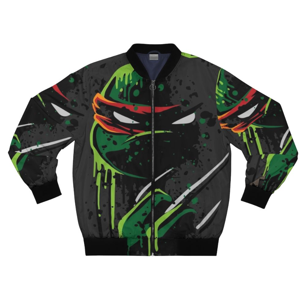 Raphael from the Ninja Turtles wearing a stylish cowabunga bomber jacket