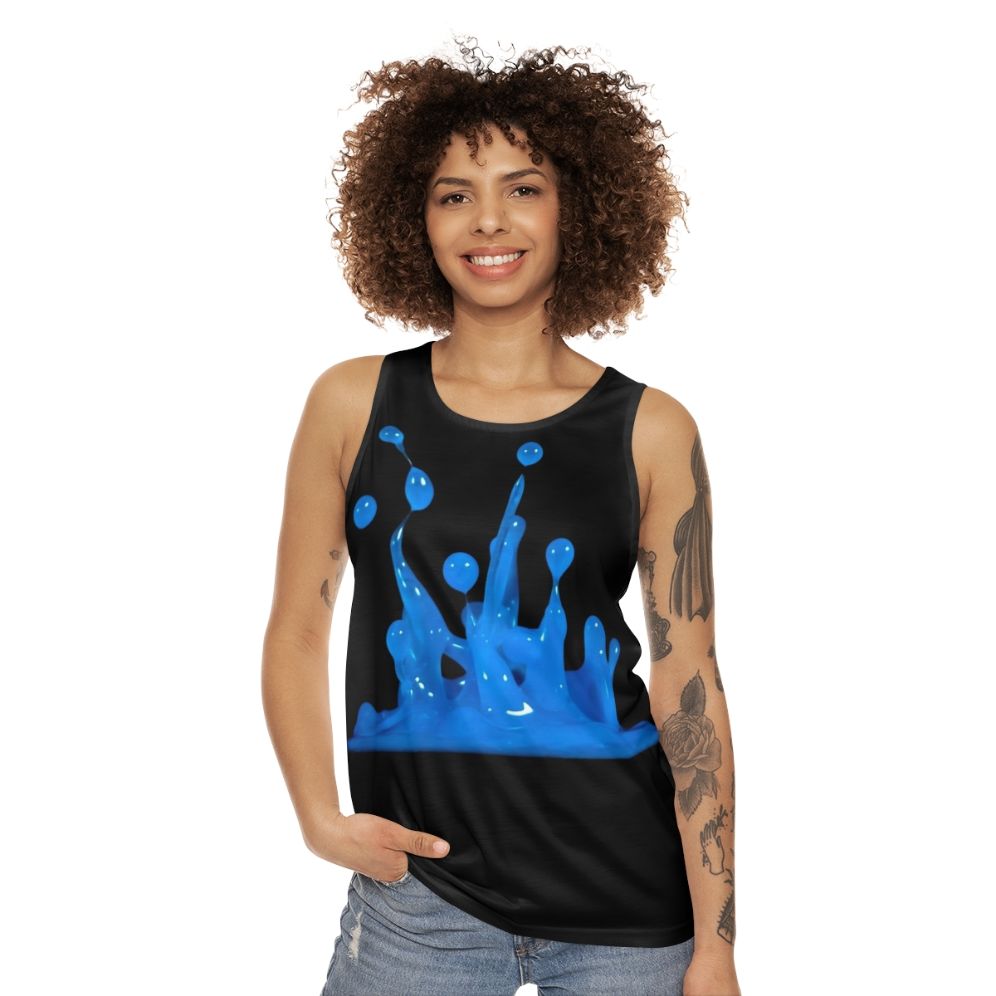 Blue abstract art unisex tank top - women