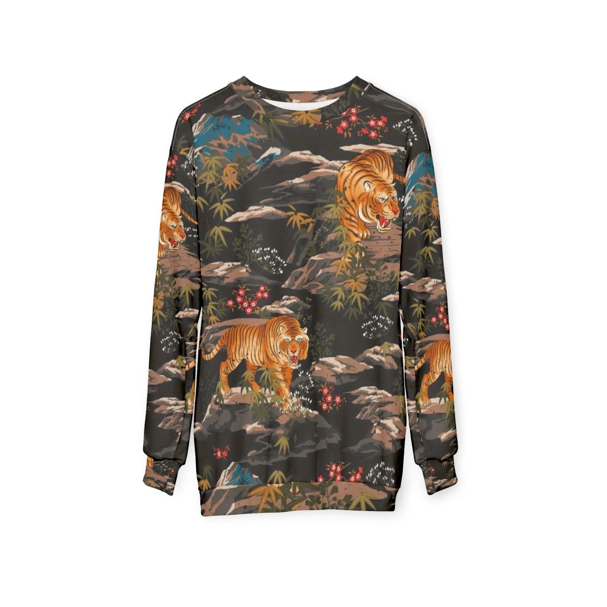 Vintage Japanese Tiger Floral Sweatshirt - hanging