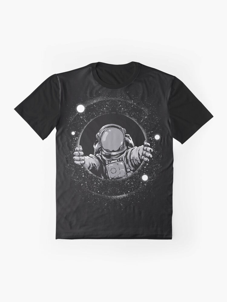 Black Hole Graphic T-Shirt Showcasing the Wonders of the Cosmos - Flat lay