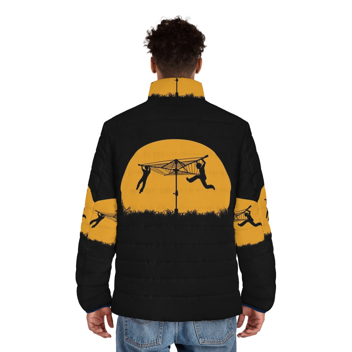 Sunset puffer jacket with vintage graphic silhouette design for kids and boys - men back