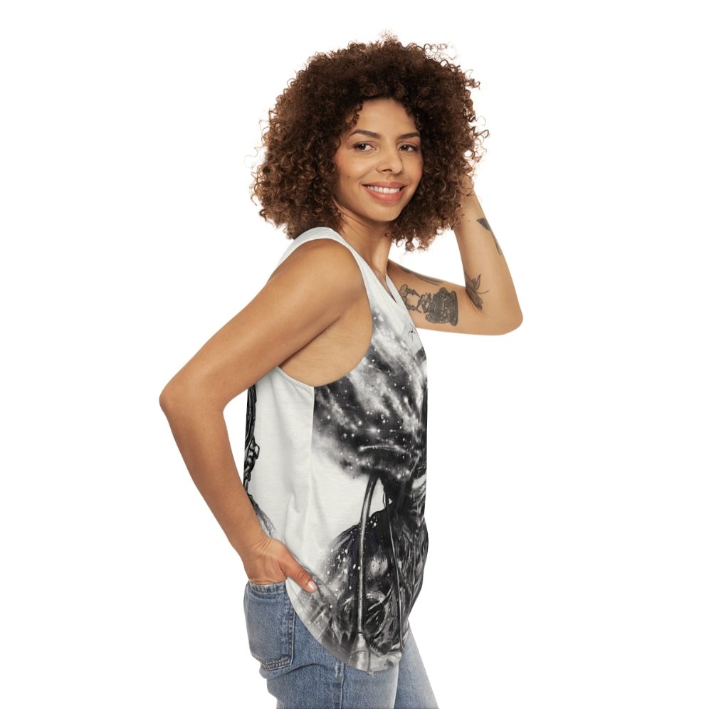 Transposed Unisex Galaxy Print Space Tank Top - women side