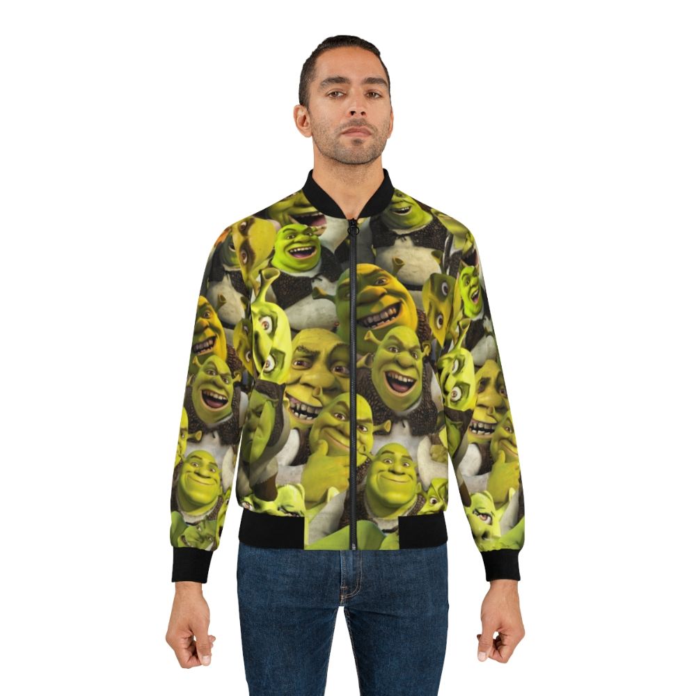 Shrek Collage Bomber Jacket - Vibrant, Funny Shrek-themed Outerwear - Lifestyle