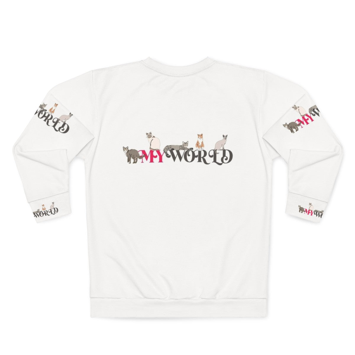 "My World" Sweatshirt with Cute Cats and Colorful Designs - Back