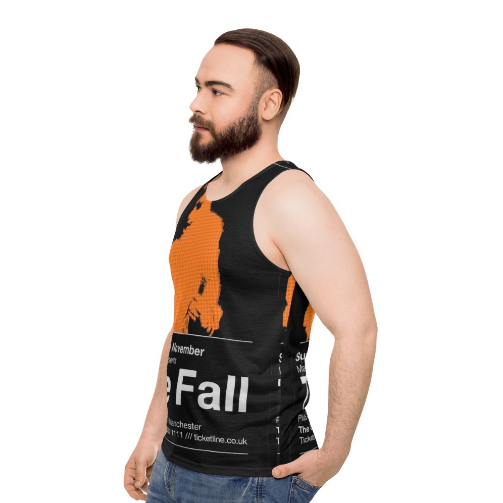 Unisex tank top with The Fall rock music inspired design - men side