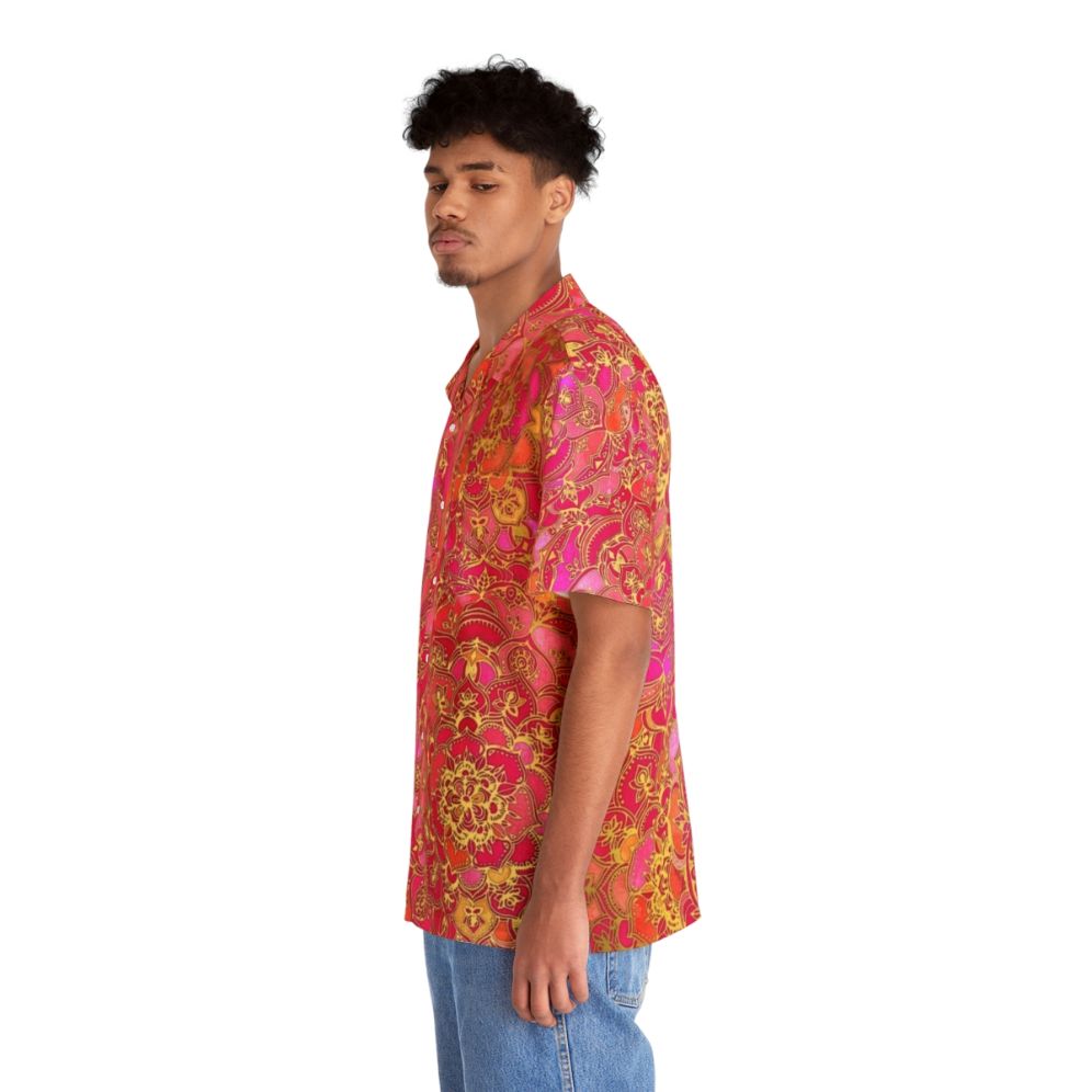 Vibrant metallic floral pattern Hawaiian shirt - People Left