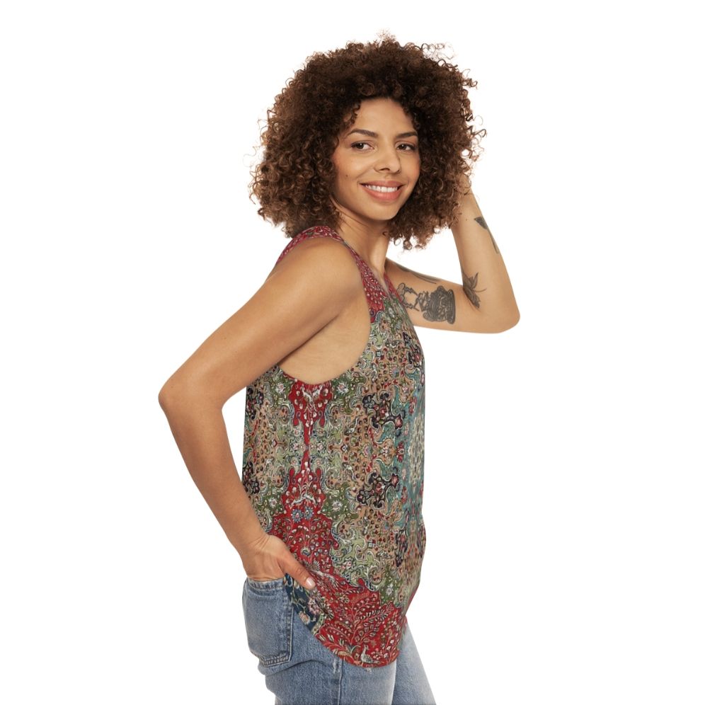 Vintage Antique Persian Rug Print Unisex Tank Top - women side