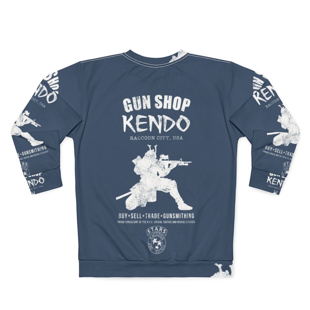 Kendo Gun Shop Sweatshirt featuring Resident Evil survival horror gaming elements - Back