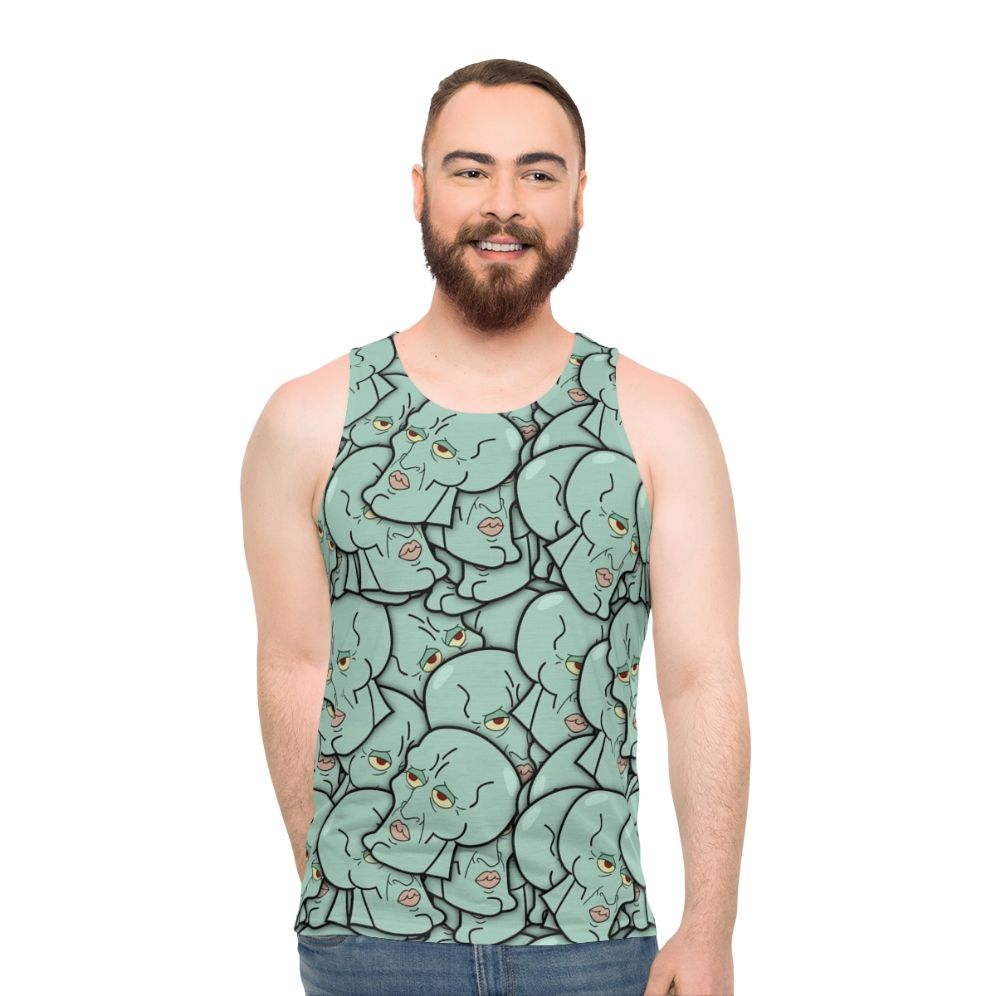 Unisex "Mr. Handsome" Tank Top featuring Spongebob and Squidward characters - men