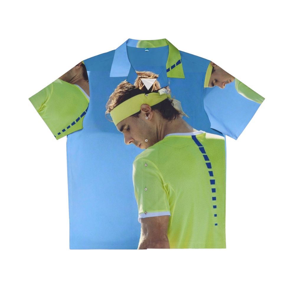 Rafael Nadal wearing a Hawaii-themed commemorative shirt