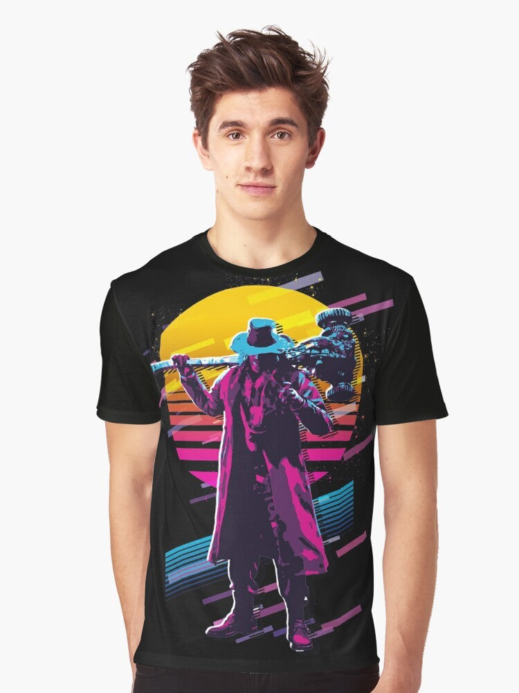 Resident Evil Heisenberg 80s Graphic T-Shirt, featuring the iconic Heisenberg character from the Resident Evil Village game - Men