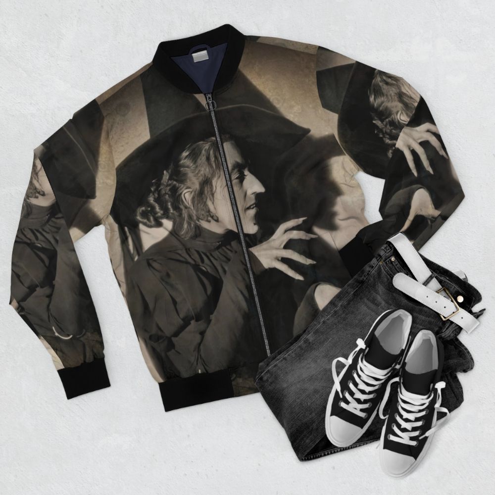 Wicked Witch of the West Wizard of Oz Bomber Jacket featuring Margaret Hamilton - Flat lay