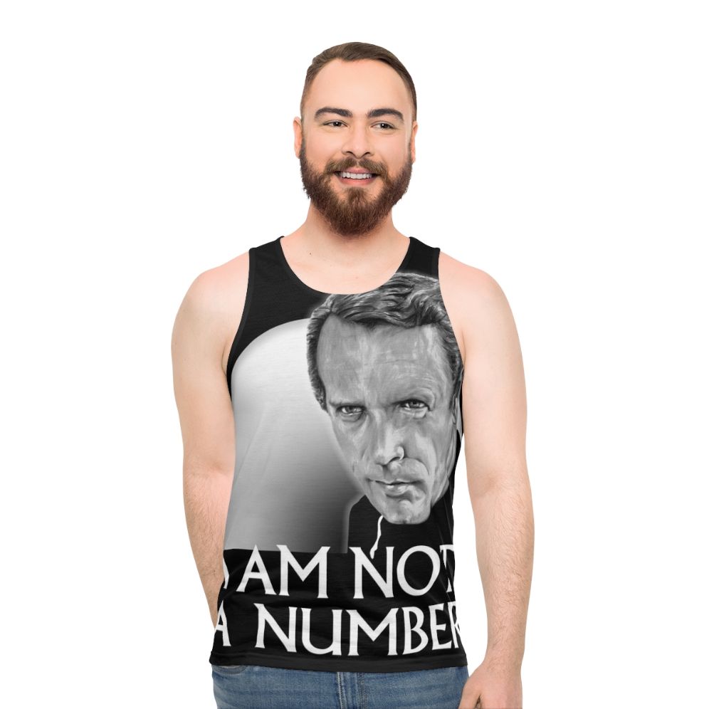 Unisex "I Am Not a Number" Tank Top from The Prisoner TV Show - men