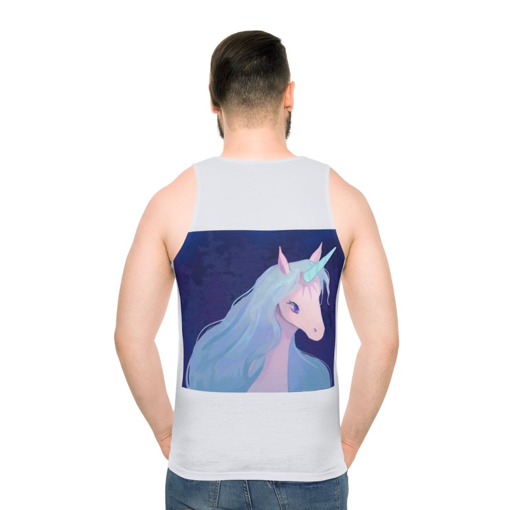 The Last Unicorn fantasy illustration unisex tank top - men back