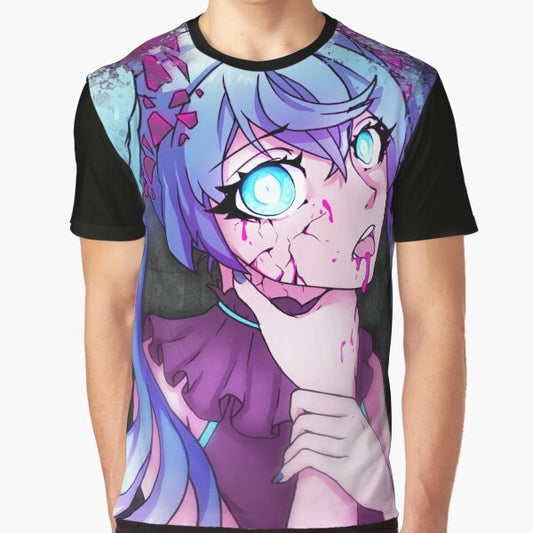 Hatsune Miku "GHOST RULE" Vocaloid Anime T-Shirt with neon lights and sparkles