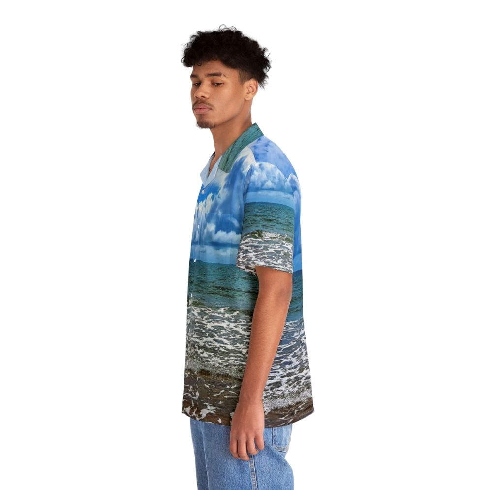 Coastal-inspired Hawaiian shirt with ocean view - People Left