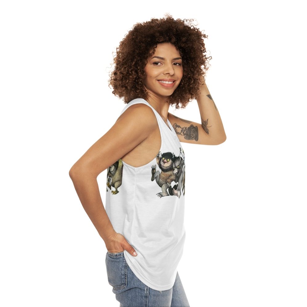 Wild Things Romp Graphic Unisex Tank Top - women side