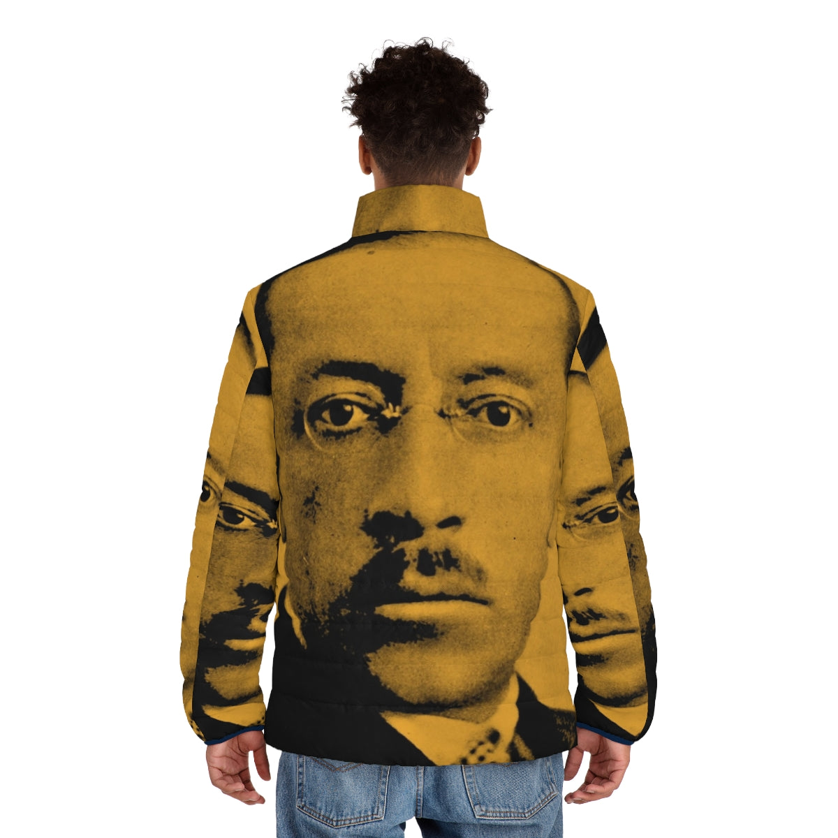 Portrait of acclaimed classical composer Igor Stravinsky wearing a stylish puffer jacket - men back