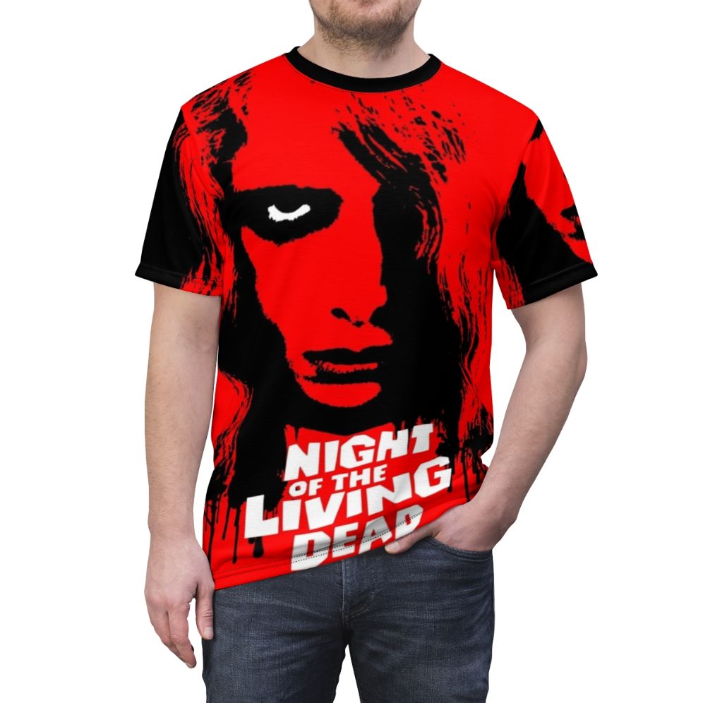 Retro-style t-shirt with a Night of the Living Dead inspired zombie design - men front