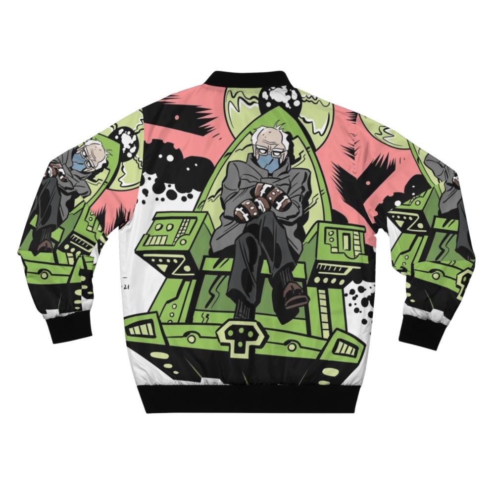 Cosmic bomber jacket with Bernie Sanders and comics-inspired design - Back