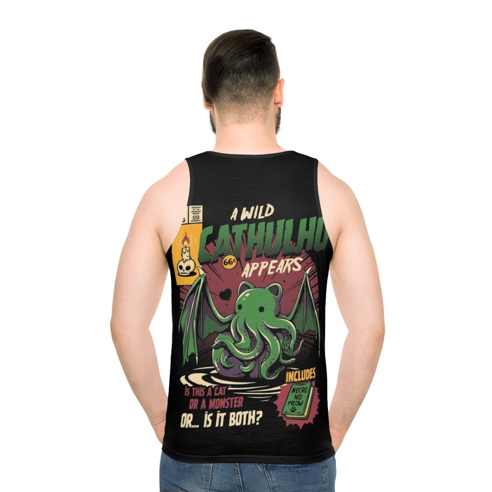 Cthulhu horror cat tank top - men back